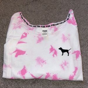 PINK Scoop Neck Tie Dye Sweatshirt